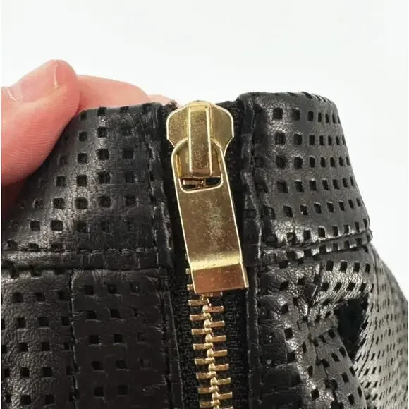 AS by DF Rio Perforated 100% Lamb Leather Mini Skirt 2 Pleated Tennis Luxe Edgy - Picture 4 of 7